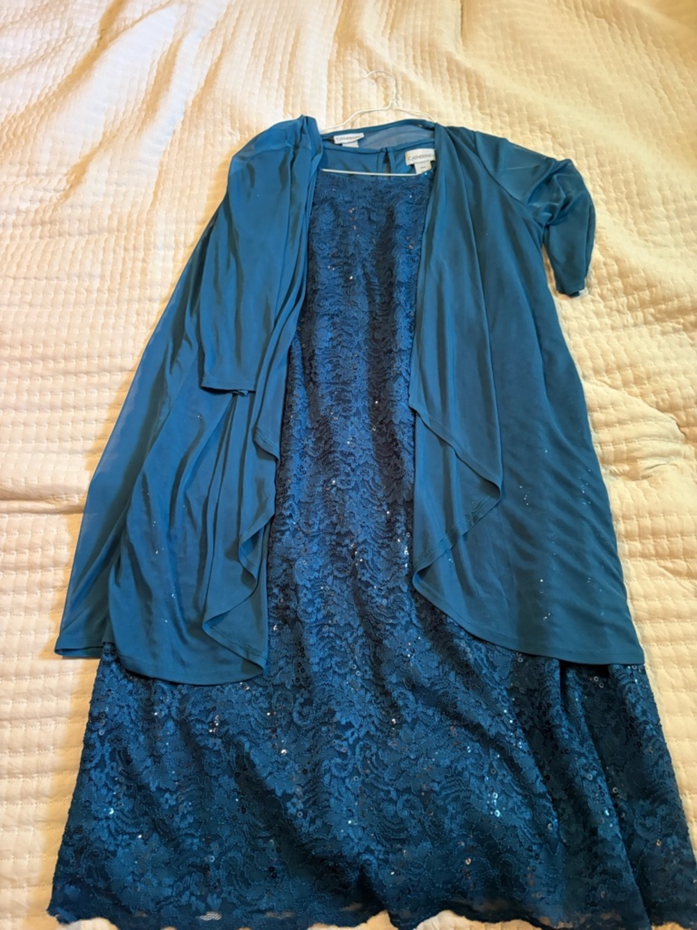 Catherines Teal Lace & Sequin Chemise Top - Picture 2 of 3